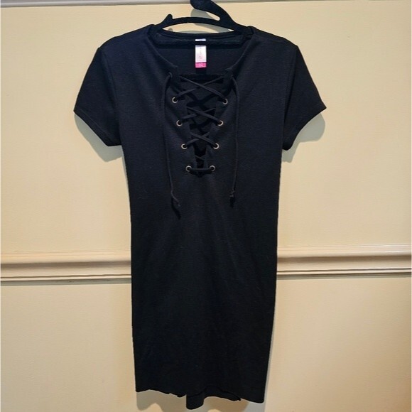 No Boundries Black Front Tie Mini Dress. Size S - Picture 1 of 5